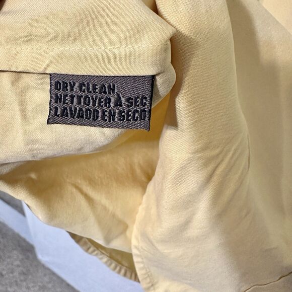 Jones Jeans Button Down Blouse‎ 100%  Silk Yellow M "Cheers" Embroidered - Picture 8 of 10